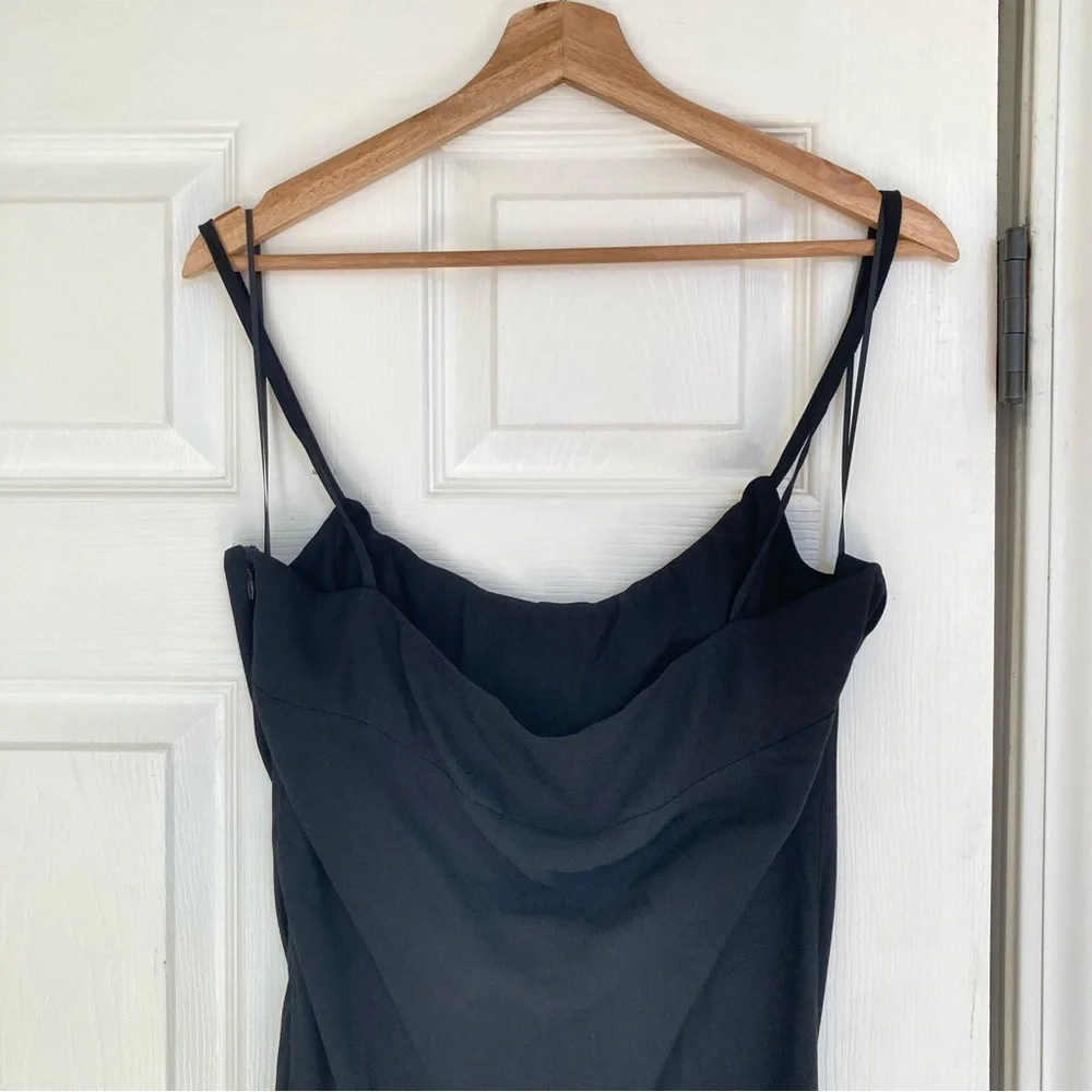 NWT Reformation Camira Dress Black Slip Midi, Size 12 - Picture 9 of 14